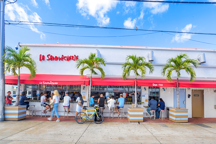 La Sandwicherie South Beach at 229 14th St, Miami Beach. Fresh French sandwiches, croissants, smoothies & juices since 1988. Open daily 7AM to 5AM. Gluten-free bread available.